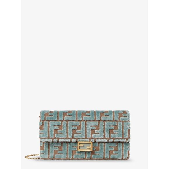 Fendi Women Baguette Wallet On Chain Ff Jacquard Fabric Shoulder Bag - Picture 1 of 4